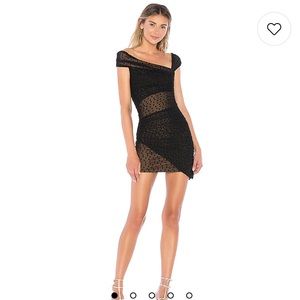 MAJORELLE Black Sheer Spot Mini Dress